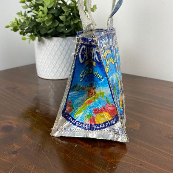 Handmade Capri Sun Purse Tote Bag Upcycled Repurposed Juice Pouches - Picture 3 of 7